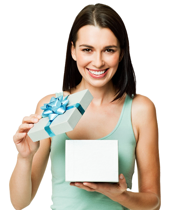 Woman holding a gift box